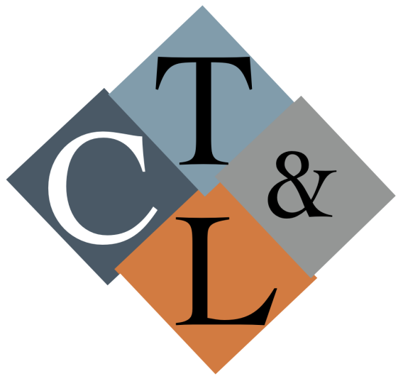 C in dark blue diamond, T is light blue diamond, & in light gray diamond and L in orange diamond