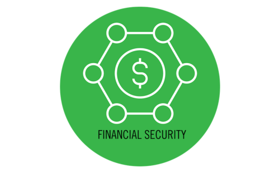 Graphic: Dollar sign surrounded by interconnected circles