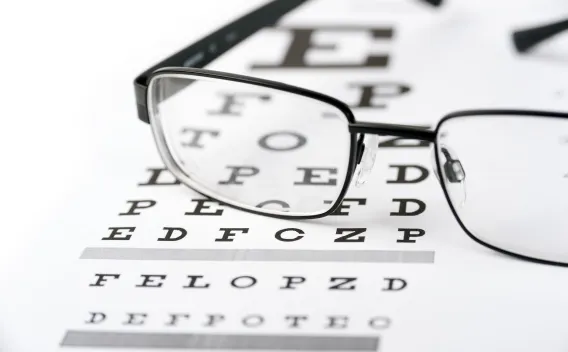 Image of eyeglasses and vision chart